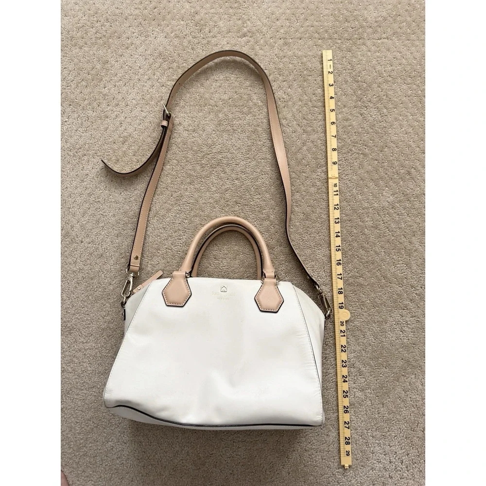 KATE SPADE Catherine Street White & Beige Shoulder Bag Satchel Purse NWOT